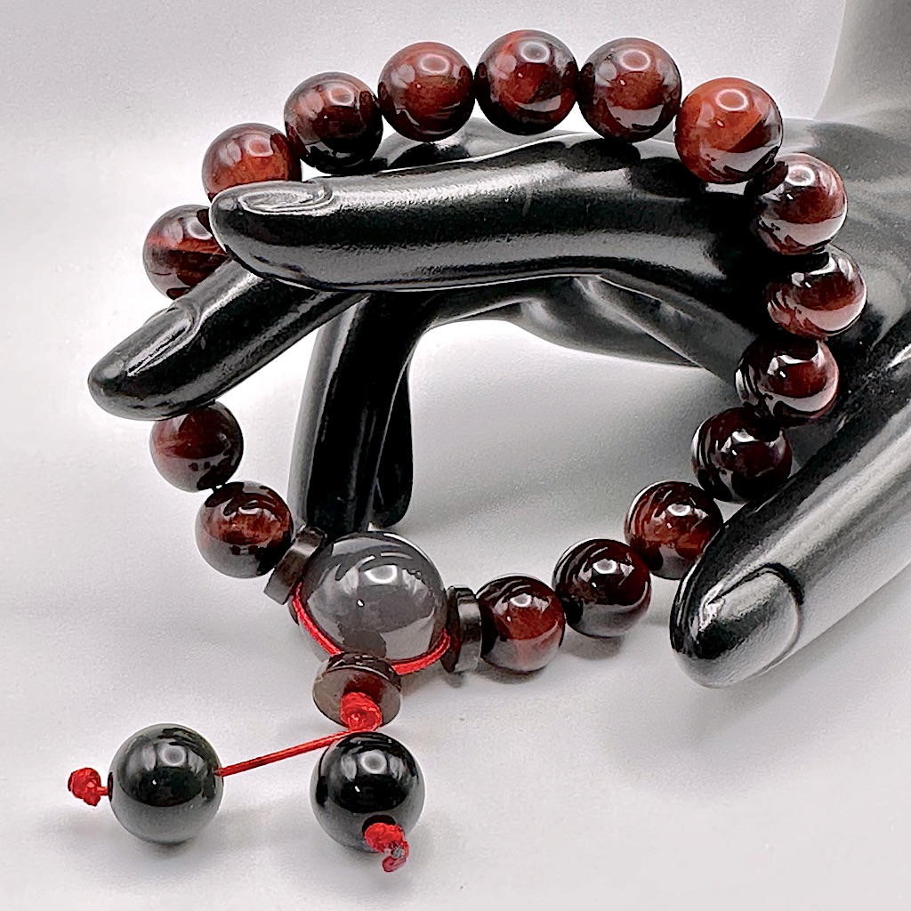 Red Tiger Eye Grey Agate Natural Bracelet Size 75 45$